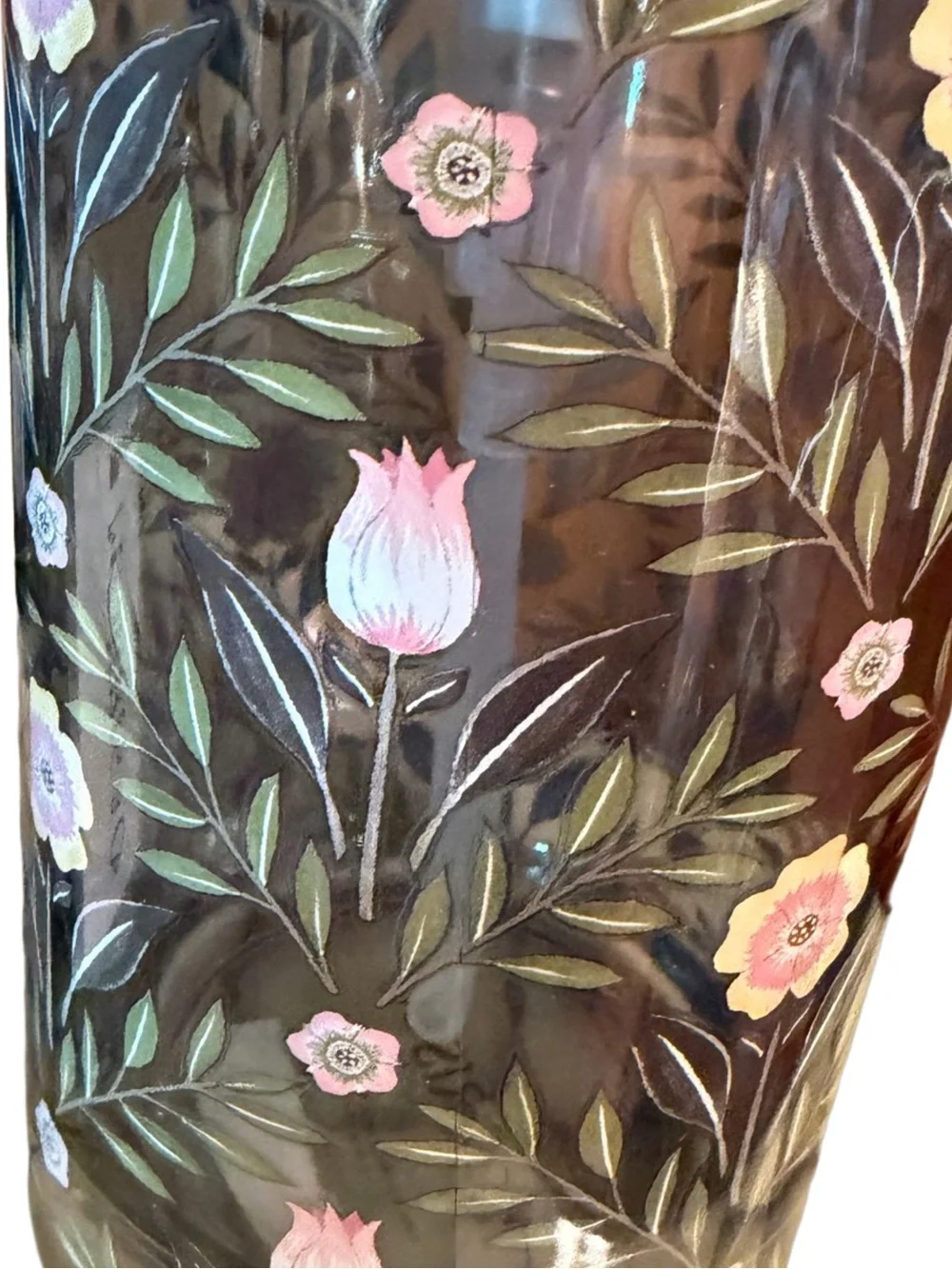 Morris & Co. NWT Woodland Weeds Floral Glass Soap Dispenser & Tumbler Set